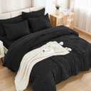 Andency King Size Comforter Set 7 Pieces Black - Bed in a Bag King Boho Lightweight Fluffy Tufted Bedding Sets with Comforter, Sheets, Pillowcases & Shams (King (104"x90"))