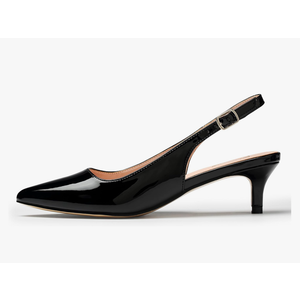 GENSHUO Low Kitten Heels Women's Slingback Dressy Pumps Pointed Closed Toe Ankle Strap Elegant Wedding Pumps Formal Comfortable Shoes, Size 9