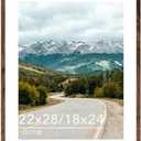 QOTIB Wood 22x28 Picture Frame with 18x24 Mat, Display 18x24 with Mat or 22x28 Without Mat, Wood 22 by 28 Photo Frame, 22 x 28 Frame for Wall Hanging Display, Deep Brown
