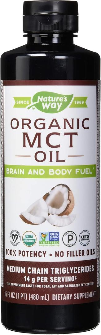 Nature's Way Nature's Way Organic Mct Oil from Coconut, Non-GMO, Gluten-Free, 14 G Mcts Per Serving, 16 Fl Ounce, 16 Fl Ounce (Pack of 6) (EXP 02/01/28)