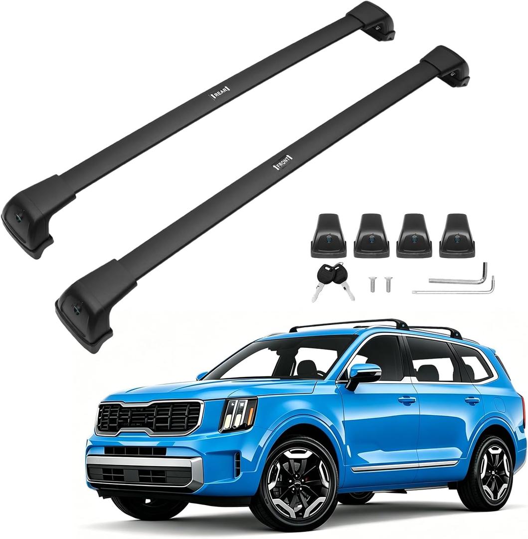 Powerty 300LBS Roof Rack Cross Bars for 2019-2026 Kia Telluride EX,S,SX,SX-Prestige with Flush Side Rails(Not for LX,X-Line,X-Pro), Lockable Aluminum Roof Rails Crossbars for Telluride Accessories