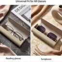 Glasses Case hard shell,3-in-1 Travel Sunglasses Case & Eyeglass Case with Cleaning Cloth & Storage Pouch (Beige)