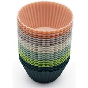 Reusable Silicone Cupcake Baking Cups 24 Pack, 2.75 inch Silicone Baking Cups, Non-stick Muffin Cupcake Liners for Party Halloween Christmas, Easy Clean Pastry Muffin MoldsMulticolor (Multicolor(New Upgrade))