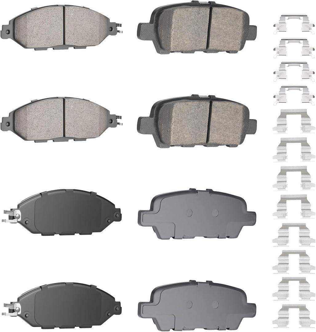 ILONPA Front Rear Ceramic Disc Brake Pads Set for Nissan Murano 2015-2020, Pathfinder 2013-2019, for INFINITI JX35 2013, QX60 2014-2019 8PCS(With Hardware)