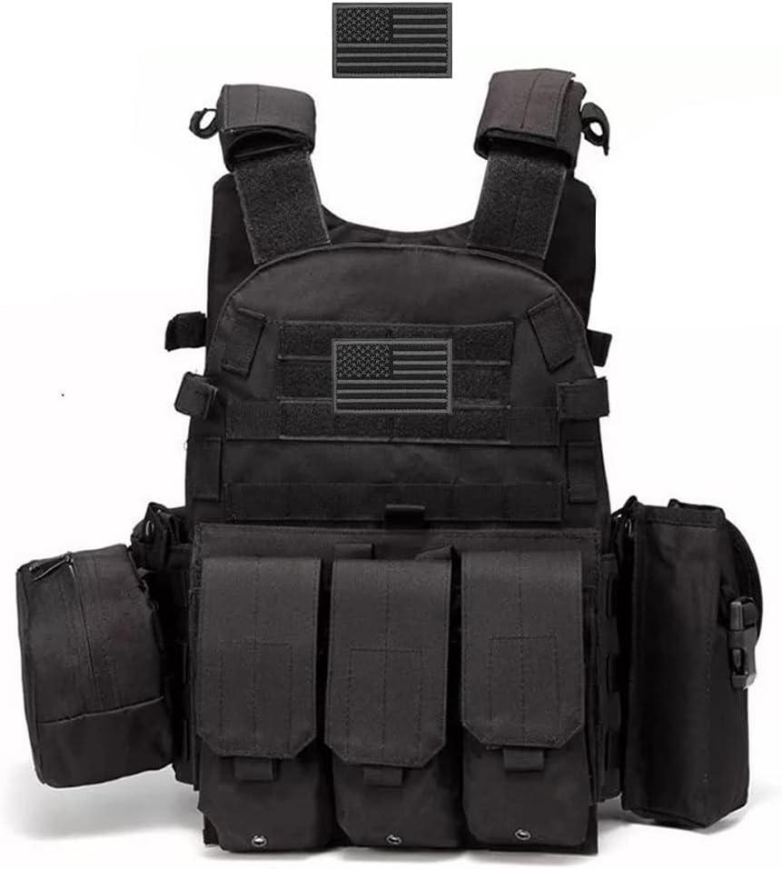 AZB Tactical Vest For Men Quick Release Breathable Paintball Airsoft Vest Adjustable (Black)