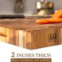 AZRHOM Thick End Grain Acacia Wood Cutting Board 24x18x2 In, Wooden Butcher Block, Chopping Board For Kitchen with Juice Groove Handles Non-Slip Pats (Gift Box)