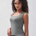 Women's Square Neck Ribbed Tank Tops Sleeveless Shirts Casual Basic Tanks Slim Fitted Workout Tops French Gray XL