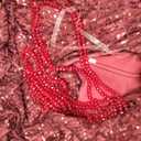 Elegant Sequin Dresses for Wedding Guest One Shoulder Dress for Women with Bead Maxi Formal Gowns (Red, S)