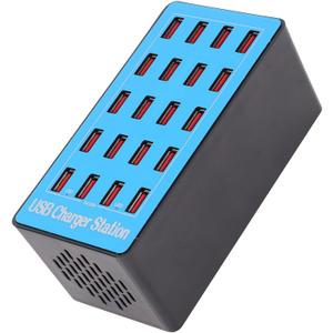 AnwintkA5+ Fast USB Charging Station with 20 Ports - 5V 20A 100W USB Hub Charging Station with 50 Degree Fan for Phone Tablet (EU Plug)