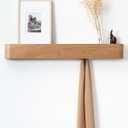 Wall-Mounted Coat Rack 'Toke' - Modern Design Coat Rack with Hidden Wall Hooks - Solid Wood Veneer Panel Coat Hanger - Oak