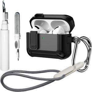 2 x [4 in 1] Lock Case Compatible with AirPods Pro 3 with Keychain,Lanyard and Cleaning Pen Kit,Military Grade Armor Shockproof Rugged Shell Protective Cover for Women Men