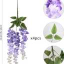 IPOPU 4PCS Purple Wisteria Artificial Flower 23.6inch Silk Wisteria Hanging Flowers Lifelike Flower for Outdoors Courtyard Home Wedding Wall Party Decor(Purple)