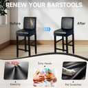 PU Leather Bar Stool Covers with Backs 100% Waterproof Bar Stools Covers Set of 4, Removable Stretch Barstool Slipcovers for Pub Cafe Dining Room (Black)
