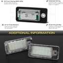 AUTOXBERT LED License Plate Lights Tag Lamp Replacement for Audi A3 A4 A6 A8 S3 S4 S6 S8 Q7 RS4 RS6, 2 Packs Set, No Error&6000K White
