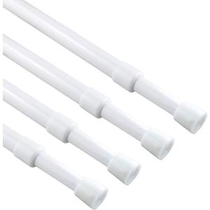 4 Pack 5/8" Spring Tension Curtain Rod, RV Tension Bars, Cupboard Rods White 10 to 16 Inch