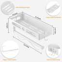 White Paper Towel Holder Wall Mount with Shelf - Adhesive Hand Towel Rack, Space-Saving for Bathroom, Kitchen, RV Camper