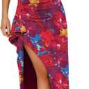 Prinbara Womens One Shoulder Floral Bodycon Maxi Dress 2026 Summer High Split Cocktail Formal Wedding Guest Long Prom Dresses S