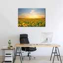 Pacimo Wall Art for Living Room Sunflowers Landscape Modern Wall Decor for Bedroom Office Decor Yellow Flowers Sea Painting Framed Canvas Art Prints Wall Pictures Home Decor Ready to Hang 24"x36"