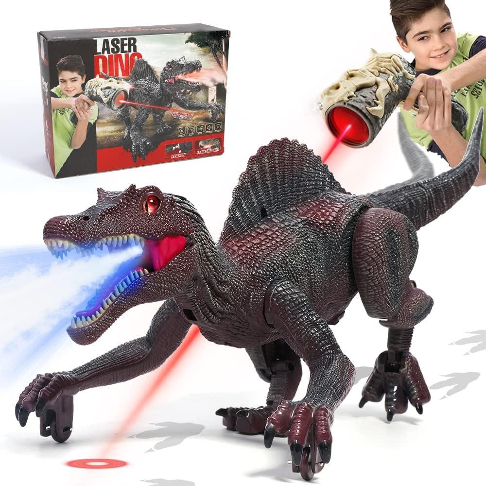 FRUSE Remote Control Dinosaur Toys, RC Walking Robot Dinosaur w/Light Tracing, Spray Mist, LED Light, Roaring, Jurassic Dinosaur Toys, Toys for Kids Girls Age 3 4 5 6 7 8