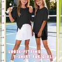 Yooo's Vivi Girls Oversized T Shirts Short Sleeve Crewneck Kids Summer Tops Teen Casual Basic Tees 5-14 Years
