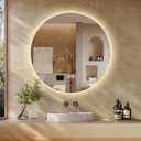 32'' Round LED Bathroom Mirror with Lights, Circle Wall Mirror with 3 Colors Dimmable, Lighted Bathroom Vanity Mirror for Wall, Anti-Fog, Memory, Waterproof, Shatter-Proof