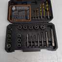 REXBETI 26-Piece Bolt Extractor Screw Extractor Set and Cobalt Drill Bit Set, Case with 13-Piece Bolt Extractor, 6-Piece HSS Drill Bit, 6-Piece Spiral Screw Extractor and 1-Piece Socket Adapter