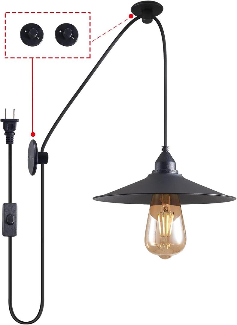 Hanging Lamp with Plug in Cord Outdoor Lamps for Patio Waterproof Pendant Light with Plug Outdoor Lamps for Patio Waterproof Hanging Pendant Light with Plug in Cord MA6006 (9in)