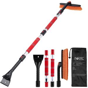 62.4" Snow Brush - Ice Scrapers for Car Windshield, 360Pivoting Brush Head, Comfortable Foam Grip, Extendable Snow Removal Car Brush for Trucks SUVs, Essential Winter Tool