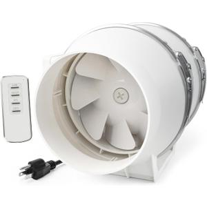 Voltset 6 Inch Duct Fan, Inline Ventilation Exhaust Fan with Remote Control, 390 CFM Duct Intake High Efficiency Air Fan for Vent Bathroom, Kitchen, Grow Tent, Hydroponics, 3D Printer