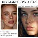 20 Pcs Gold Face Makeup Patches, Glitter Freckles Face Tattoo Gold Makeup, Glitter Freckles, Sparkle Makeup Patches, Waterproof Face Glitter Temporary Tattoos for Women