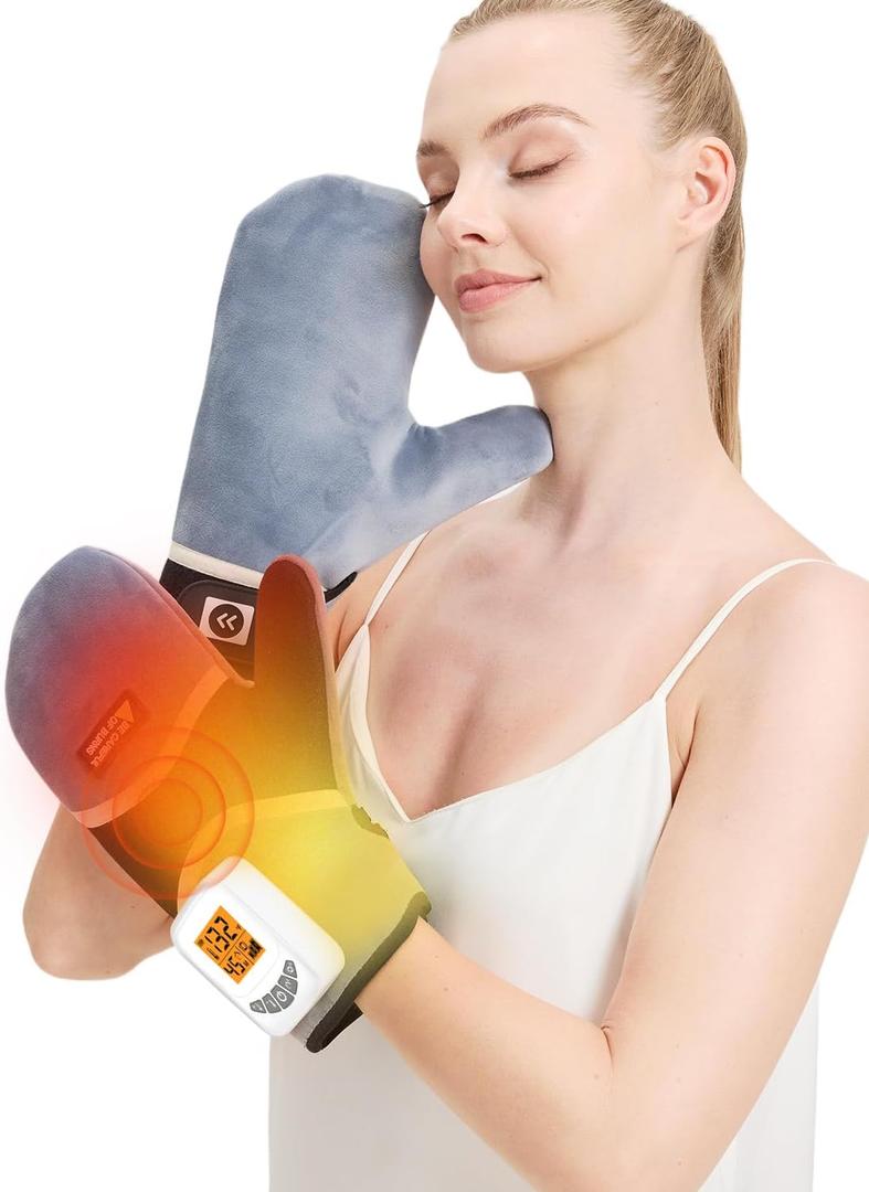 Cordless Heated Gloves for Arthritis Hands, 2PCS Rechargeable Hand Warmers Mittens for Carpal Tunnel, 3-Level Vibration, 104-140 Adjustable Temp, 30/45/60Mins Timer, Type-C Cable & Storage Bag