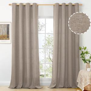 BGment Taupe Faux Linen Curtains for Living Room 95 Inch Length 2 Panels Set, Burlap Textured Light Filtering Privacy Semi Sheer Thick Window Curtain Drapes for Bedroom Farmhouse, Each 52 Inch Wide