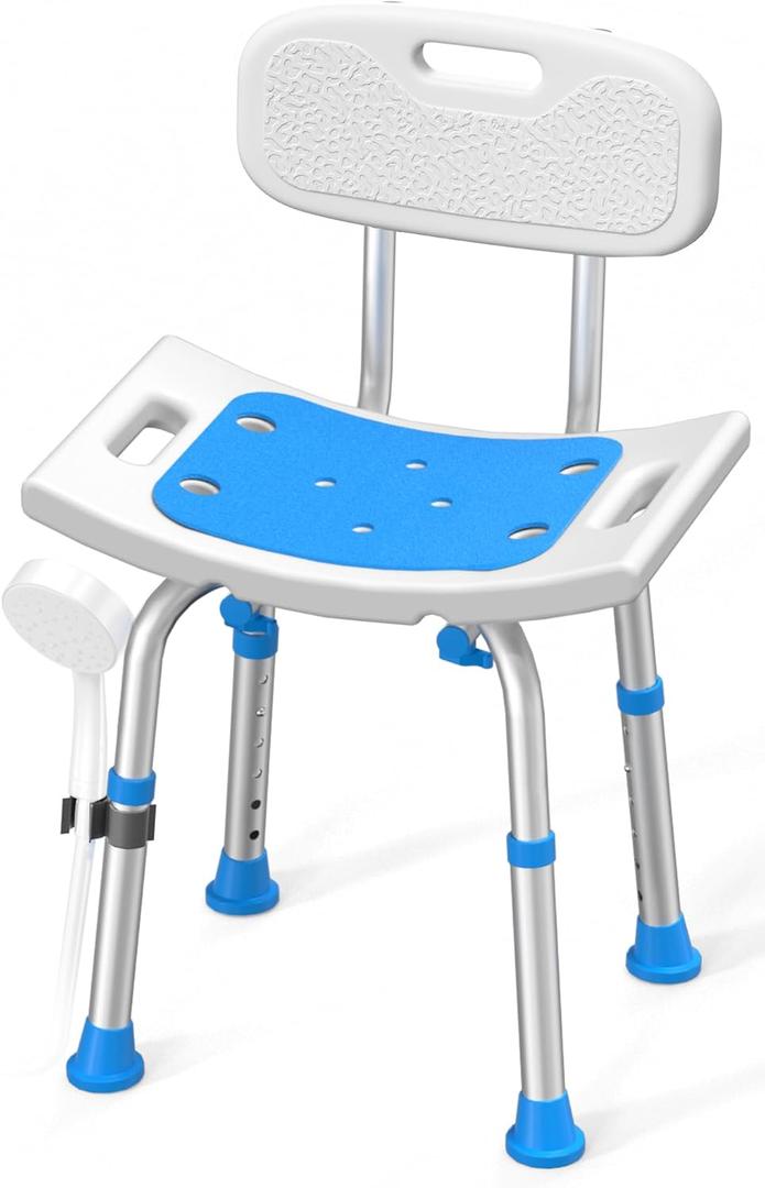 Shower Chair for Inside Shower with Removable Back, 400 lbs Heavy Duty Bath Seat for Bathtub, Safety Bath Stool for Seniors and Disabled (White)