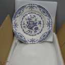Salad Plates, Ceramic Plates Set of 6, Kitchen Plates Microwave Safe, 8.5 Inch White Plate Dessert Blue Floral