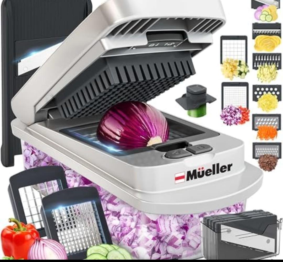 Mueller Pro-Series 10-in-1, 8 Blade Vegetable Chopper, Mandoline Slicer, Food Chopper with Container, Fruit Slicer, Kitchen Gadgets & Accessories, Home Essentials 2 Pack