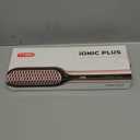 TYMO Hair Straightener Brush - Upgraded Ionic Plus Straightening Brush with Dense Bristles, 16 Temps, Dual Voltage | Ceramic Hot Comb for Women | Flat Iron for Thick Curly Hair, Pink