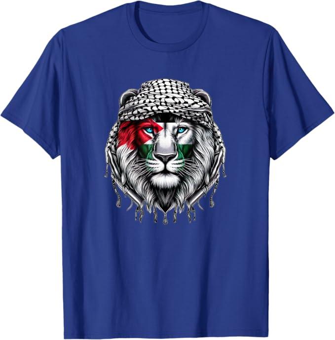 time of Palestine: Lion keffiyeh T-Shirt, Large