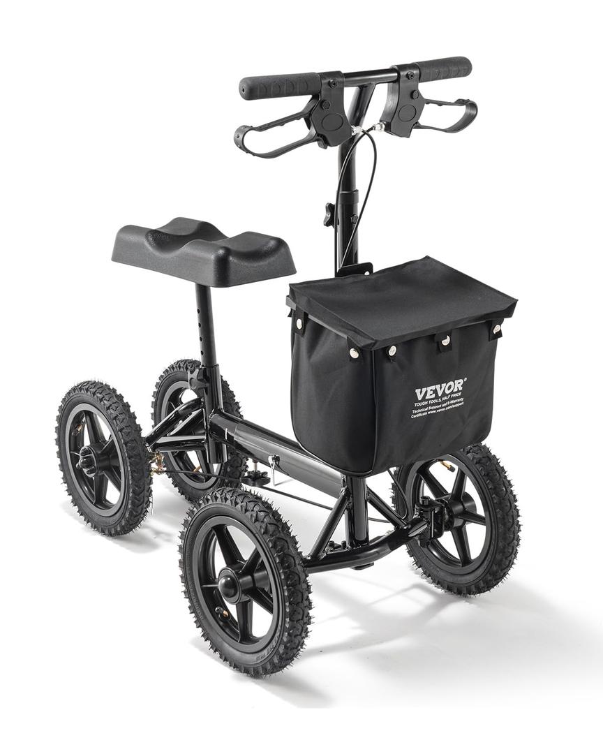 VEVOR Knee Scooter, Foldable & Height-Adjustable Steerable Knee Walker, Aluminum Leg Recovery Scooter with 12" All-Terrain Wheels, Dual Brakes, Ideal for Broken Ankle Foot Injuries, 350LBS