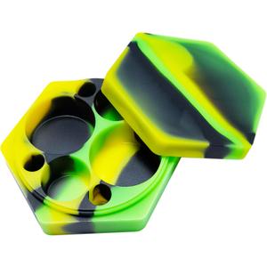 110ml Silicone Wax Concentrate Container Multi-compartment Non-stick Jar (Green Black Yellow)