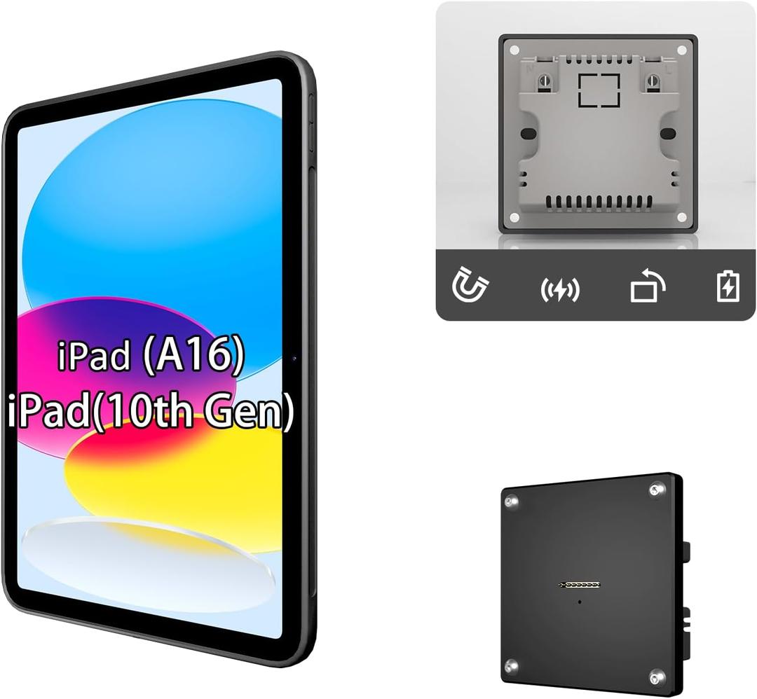 Wall Mount Charging Kit for Apple iPad 10th 10.9in & iPad (A16) 11 in  Magnetic Tablet Wall Mount with 15W Fast Charging, TPU Protective Case, Smart Home Hub Integration
