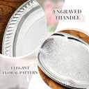 4 Pcs Large Silver Serving Tray 20.3 x 15.2 Inch Elegant Floral Metal Plate Silver Platter for Buffet Wedding Party Jewelry Decorative, Oblong, about 15.35 x 9.45 inches with handle