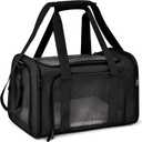Henkelion Large Soft Sided Cat and Pet Carrier for Cats and Puppies up to 25Lbs - Collapsible, Waterproof Travel Carrier - Black
