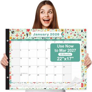 Gannyfer Desk Calendar 2026, 18-Month Large Desk Calendar, Use Now Until March 2027, 22" x 17" Desk Pad Calendar with To-Do List, Thick Paper with Corner Protectors, Large Ruled Blocks