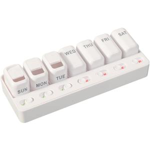 Weekly Pill Organizer with Taken/Untaken Tracker – Never Forget or Double-Dose Your Medication, Large Daily Compartments for Vitamins & Supplements, Vitamin, White