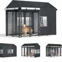 Outdoor Dog Kennel Cover - Full Coverage for 8.1'Dx4.1'Wx6'H Dog Cages, Outdoor Dog Kennel Insulation Cover, with Transparent Window and Fleece Insulation Lining, Black（Excluding Dog kennels）