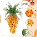 24" Pre-lit Tulip Carrot Easter Wreath for Front Door Spring Carrot Swag with Battery Operated Lights & Burlap Bow Farmhouse Spring Wreath for Porch Wall Artificial Flower Welcome Hanging Sign