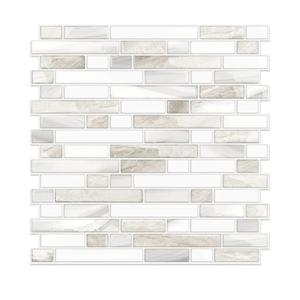 STICKGOO Thicker Design Peel and Stick, Self Adhesive Stick On Tile Backsplash for Kitchen and Bathroom, Beige & White, 12”×12”, 10 Sheets