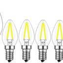 2W E12 C7 Candelabra LED Bulbs(6 Pack) 15W Enquivalent E12 Base LED Filament 2W Bulb 120V Dimmable 6000K Daylight White Clear Glass C7 Mini Candle Torpedo Shape for Night Light (White)