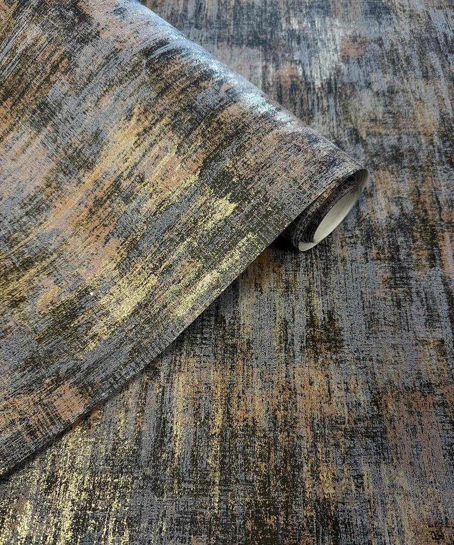 AM1NAH Distressed Wallpaper Industrial Texture Metallic Traditional Wall Paper, 20.8" X 393.0"