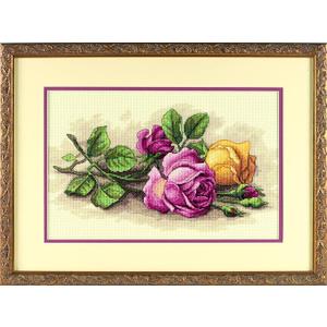 Dimensions 'Rose Cuttings' Floral Counted Cross Stitch Kit, 14'' x 9'', multi-colored, 14 Count